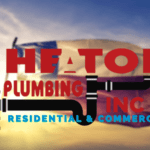 Heaton Residential & Commercial Plumbing Logo with Bright but faded Texas Flag with the Sun