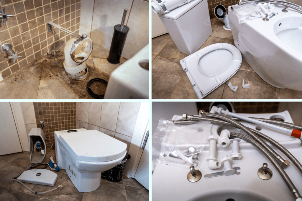Plumbing Fixture Installation and Repair - Bathroom Toilet Installation and Repair Collage