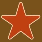 a red Texas Star with white outline